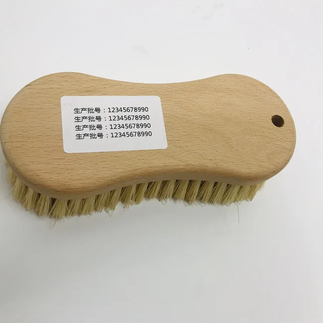 Heavy Duty Peanut Shaped Hand-Held Stiff Bristle Scrub Brush with Wood Body