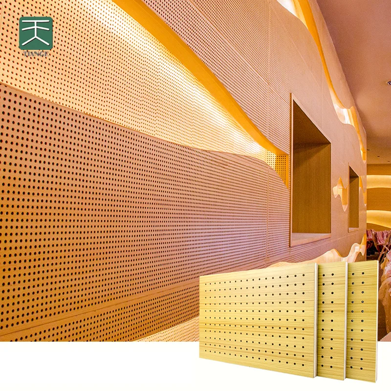 TianGe Soundproofing Wall Boards Office Sound Absorbing Wood Bass Traps mdf mgo Ceiling Acoustics Panels for Stadium