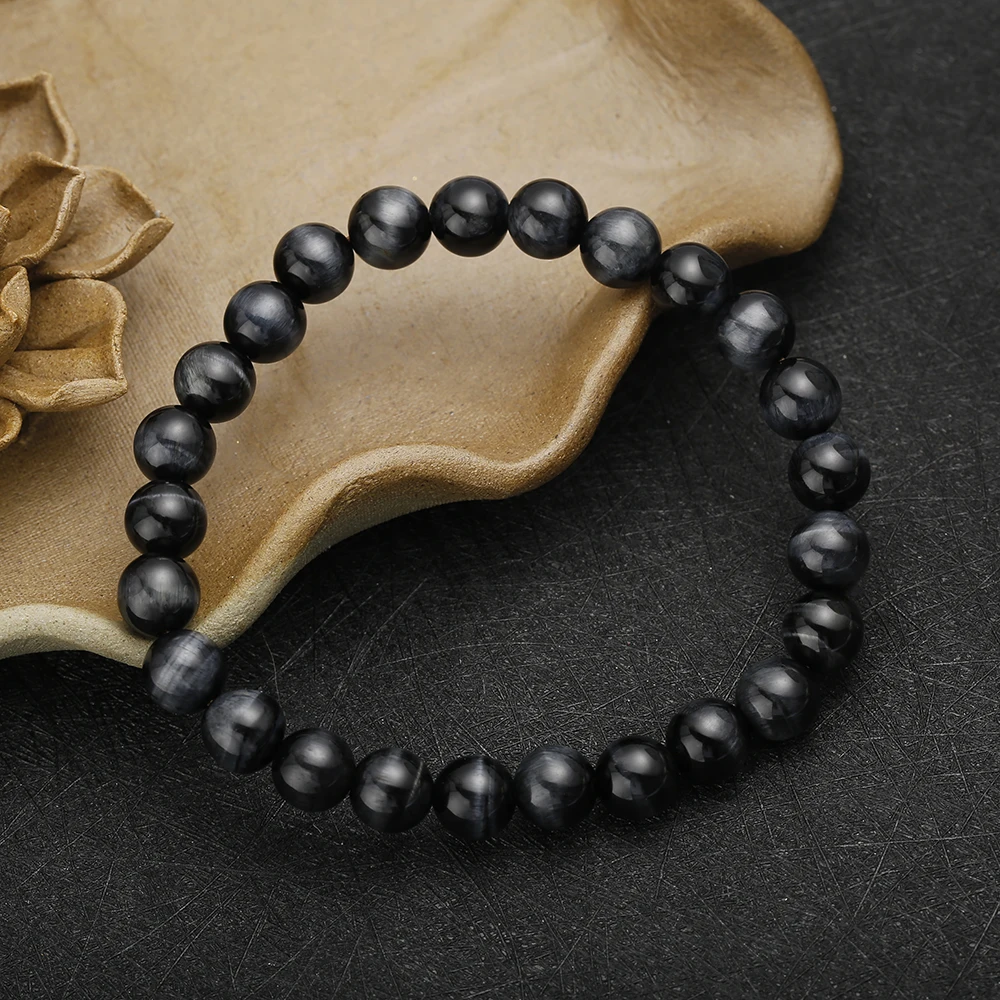 Black Onyx Natural Bracelet Solid Color Minimalist Style Hot Bead Bracelet String