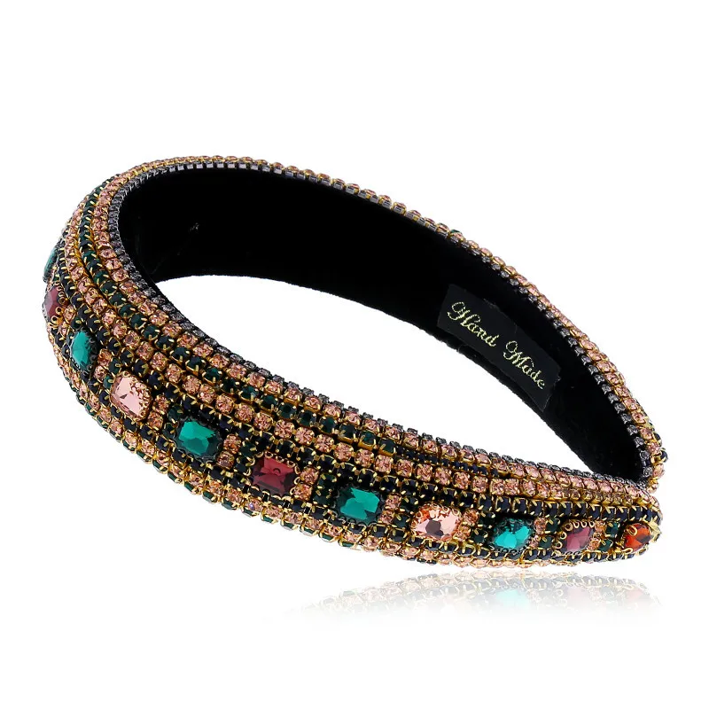 
Palace style luxury diamond-studded hair band retro baroque crystal thick sponge hair accessory 