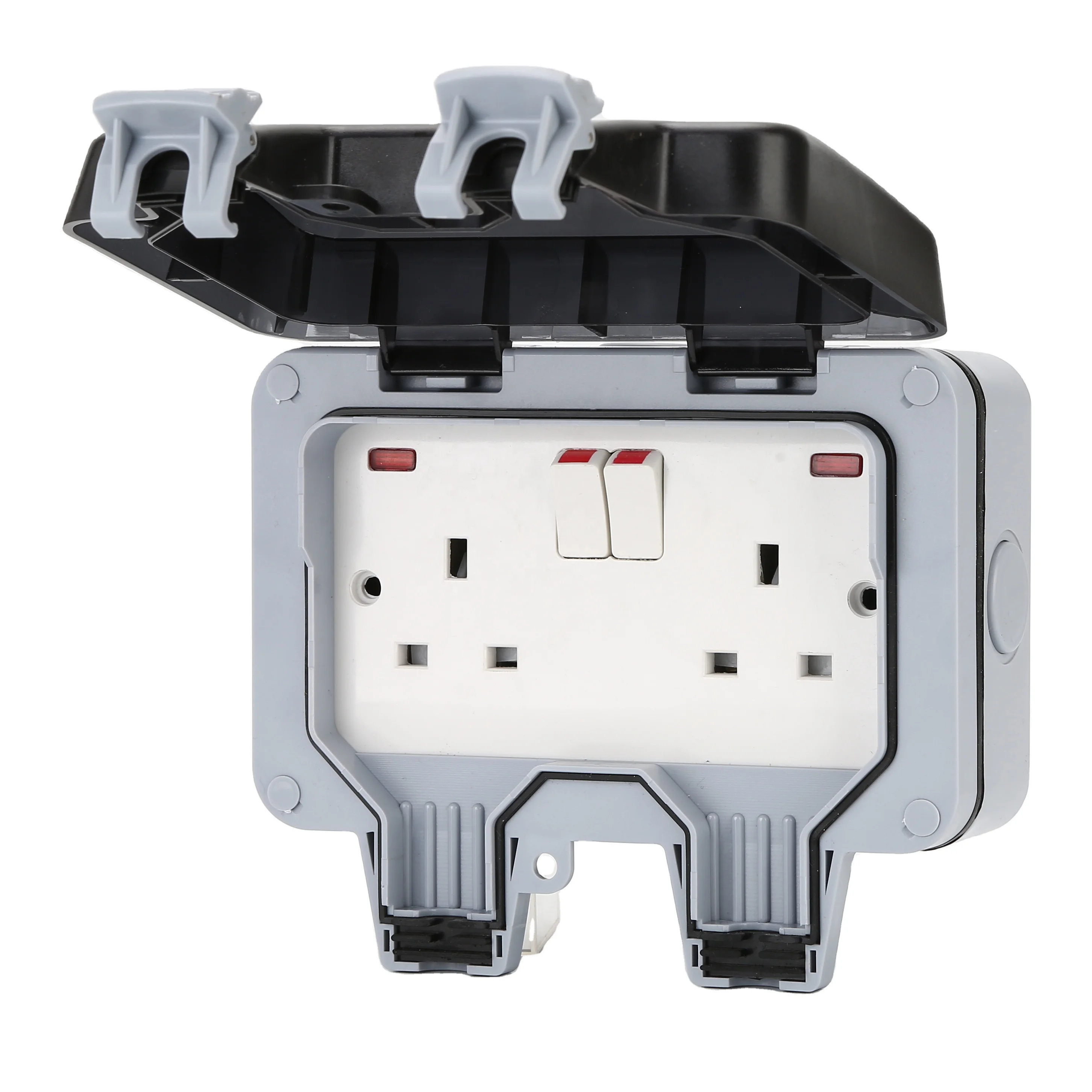 2 Gang 13A UK Type With Light Waterproof Switch Socket  IP66  MP22-N
