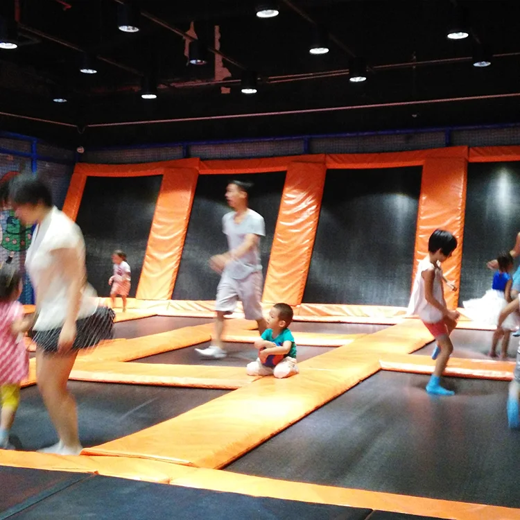 Professional Indoor Air Trampoline Park Kids With Colorful Slide Foam Pit Trampoline Parks Indoor