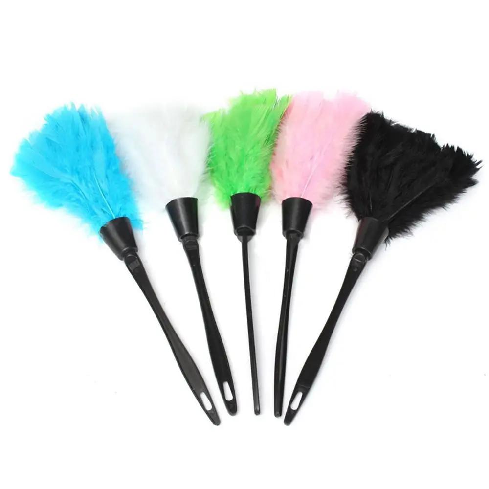 Оптовая продажа 30 см тряпка из страусиных перьев с пластиковой ручкой натуральным рисунком индейки для свадеб и вечеринок