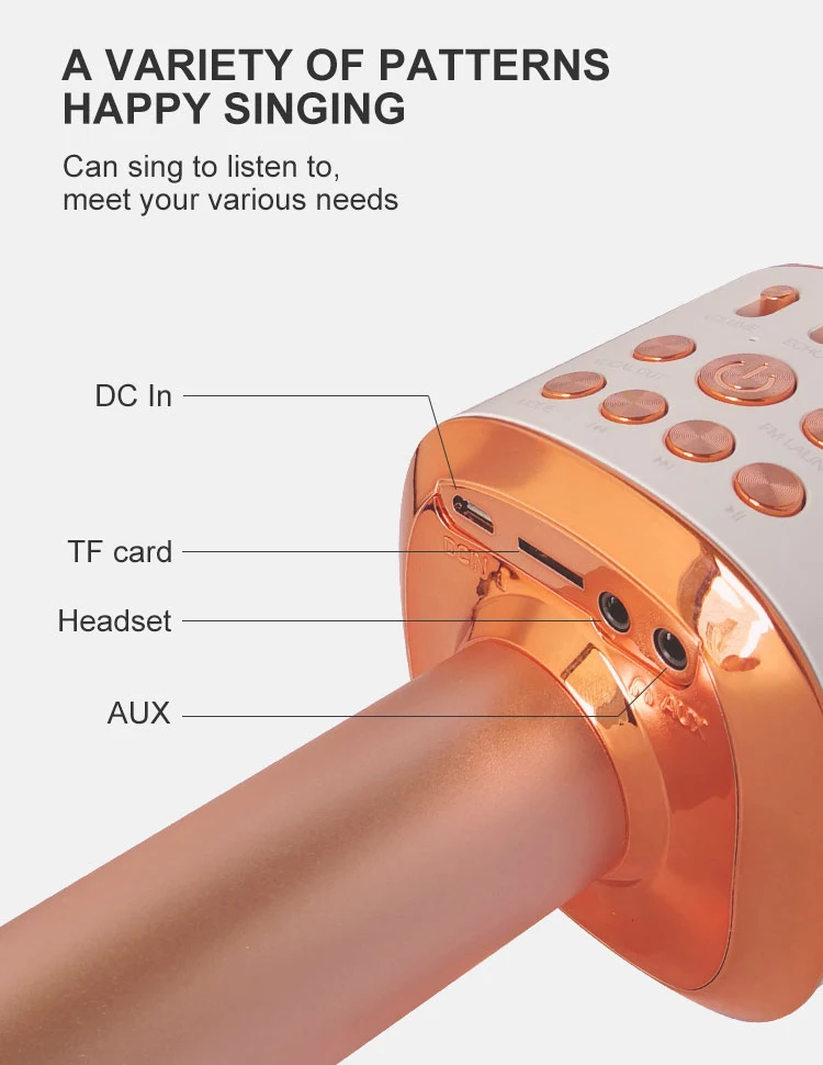 3-in-1 Portable Hand Speaker Wireless Karaoke Microphone for iPhone Android iPad PC