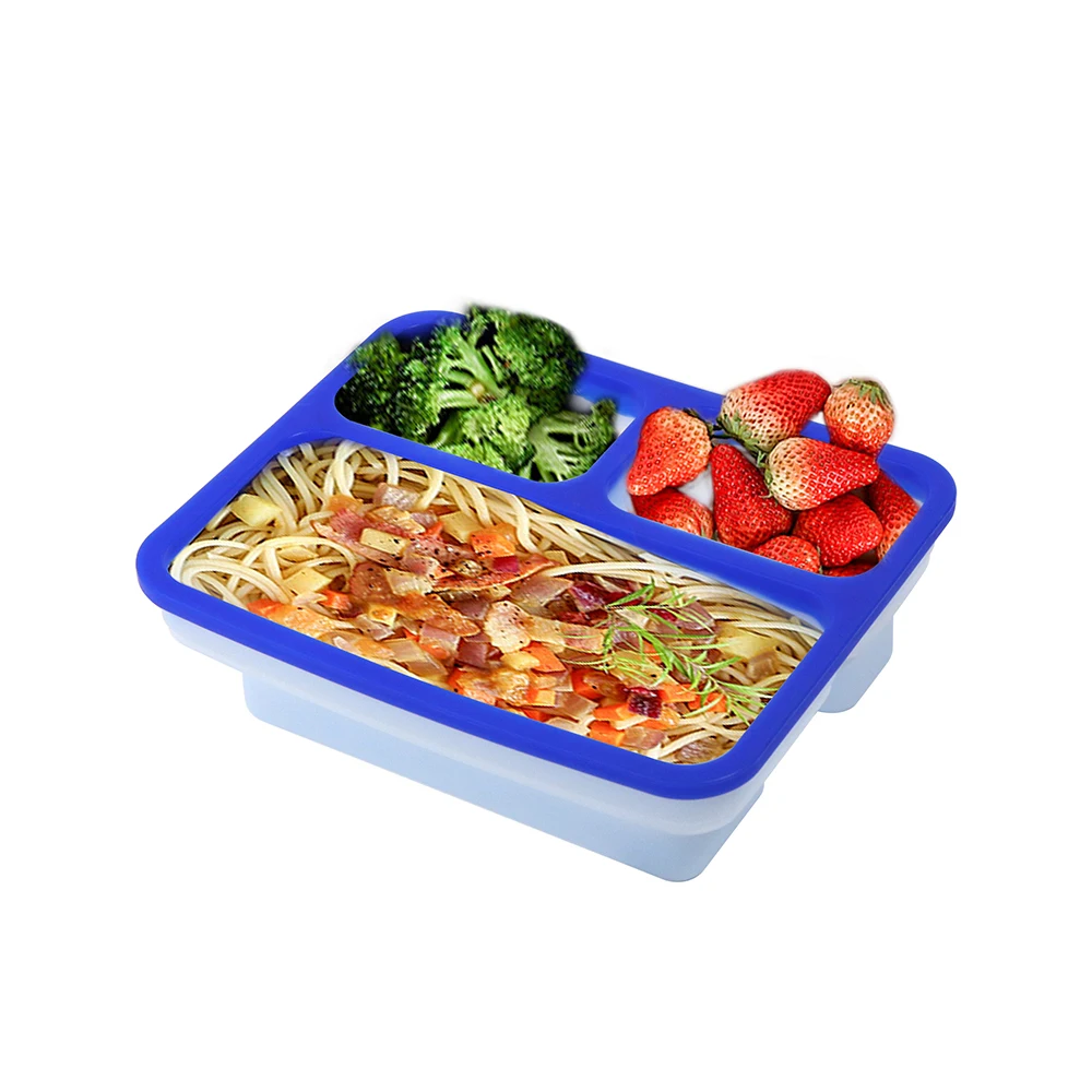 Hot Sale Reusable Fold Take Away Food Storage Container Meal Prep Container Lunch Box Leak Proof Kids Bento With Printing Logo