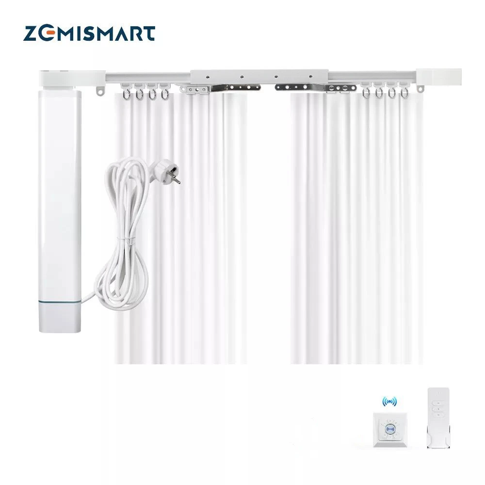 Zemismart Smartthings Control Z-wave Motorized Slide Shade Motor With Curtain Track And Wall Switch Customized App Control