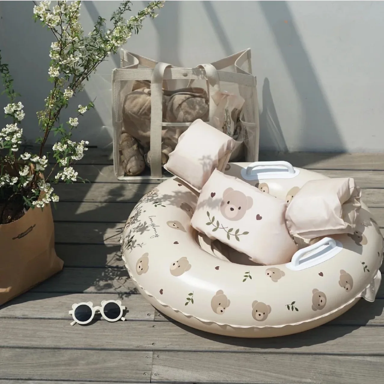 Wholesale Cartoon Bear Rabbit Swimming Ring kids Water Armpit Baby Swimming Arm Ring Inflatable Pool Float