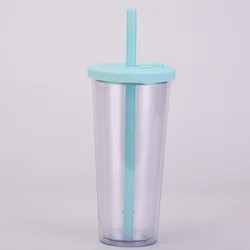 USA warehouse New Product Ideas 2022 Double wall glitter plastic tumbler reusable 24oz bubble tea cup