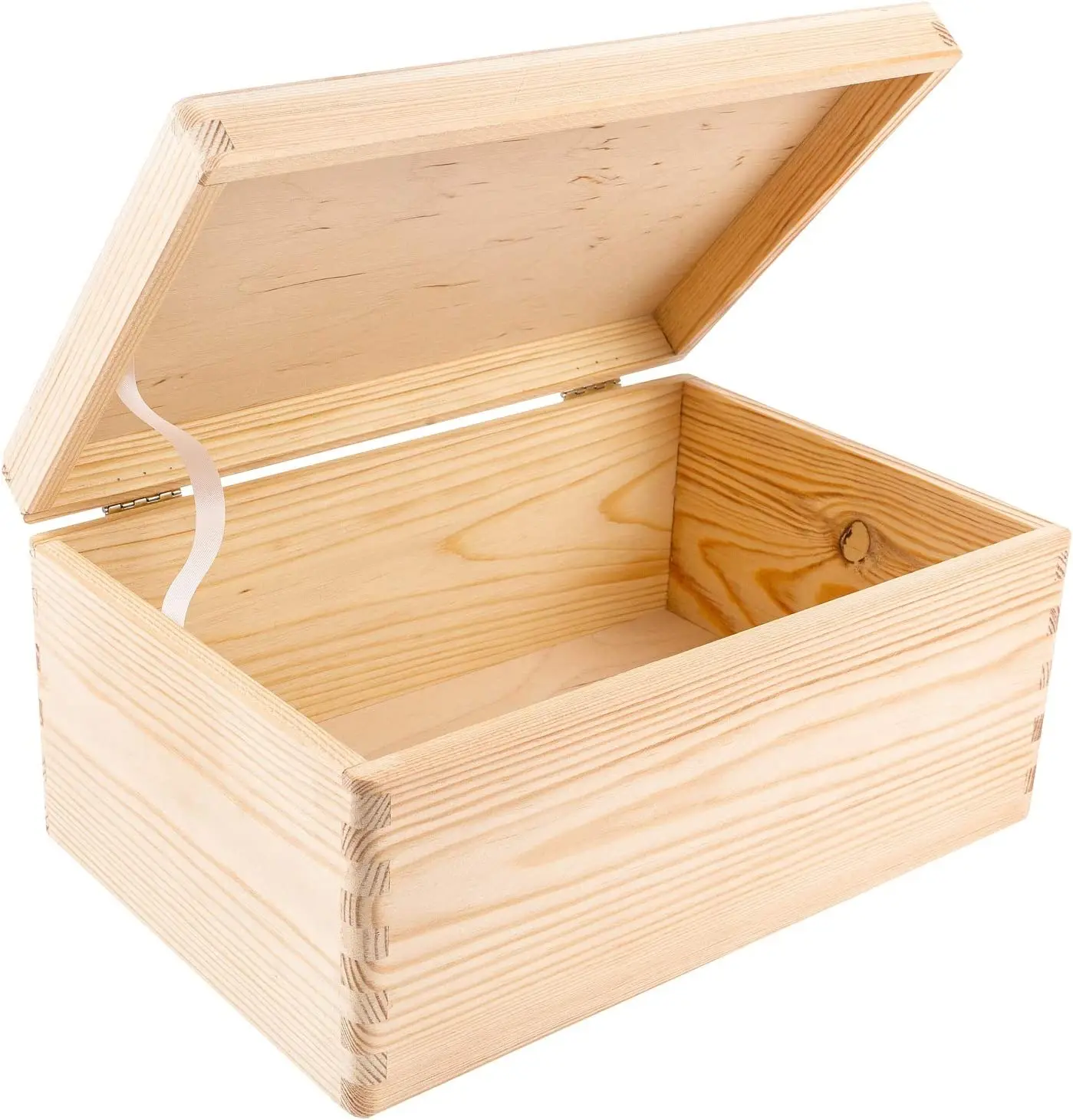 Large Wooden Storage Box with Hinged Lid Plain Unpainted Gift Box for Tools Toys Shoes Crafts Jewelry Rough and Unworn Wood