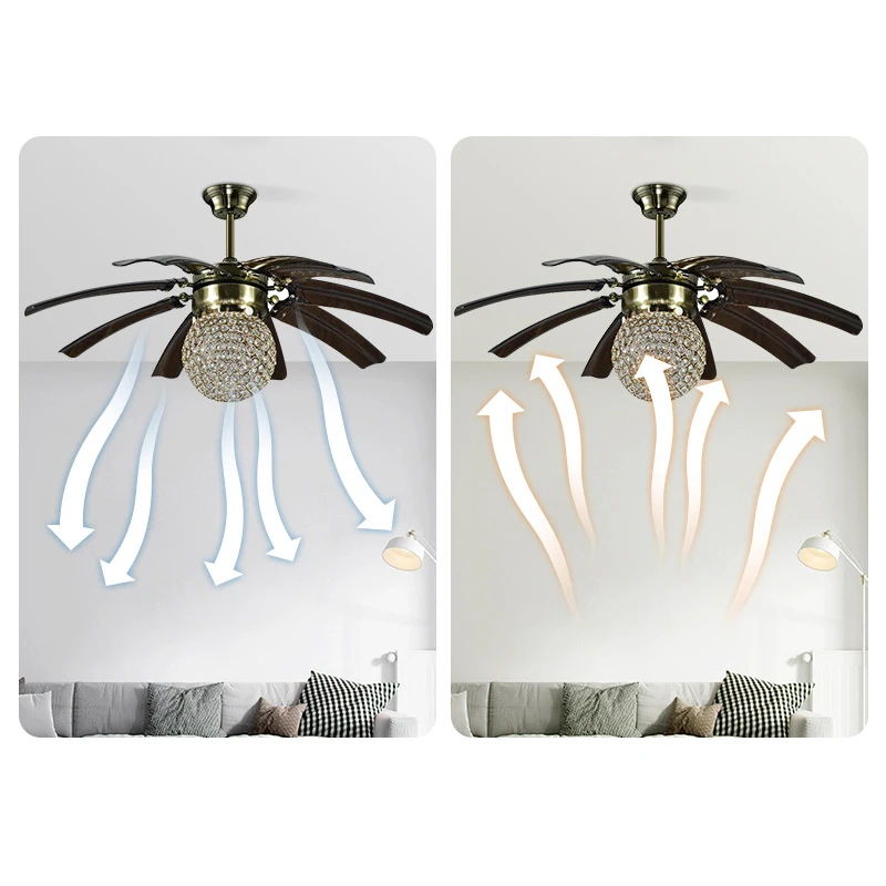 Nordic LED Fan Light American Vintage Restaurant Living Room Study Ceiling Fan Light Remote Electric Fan Light
