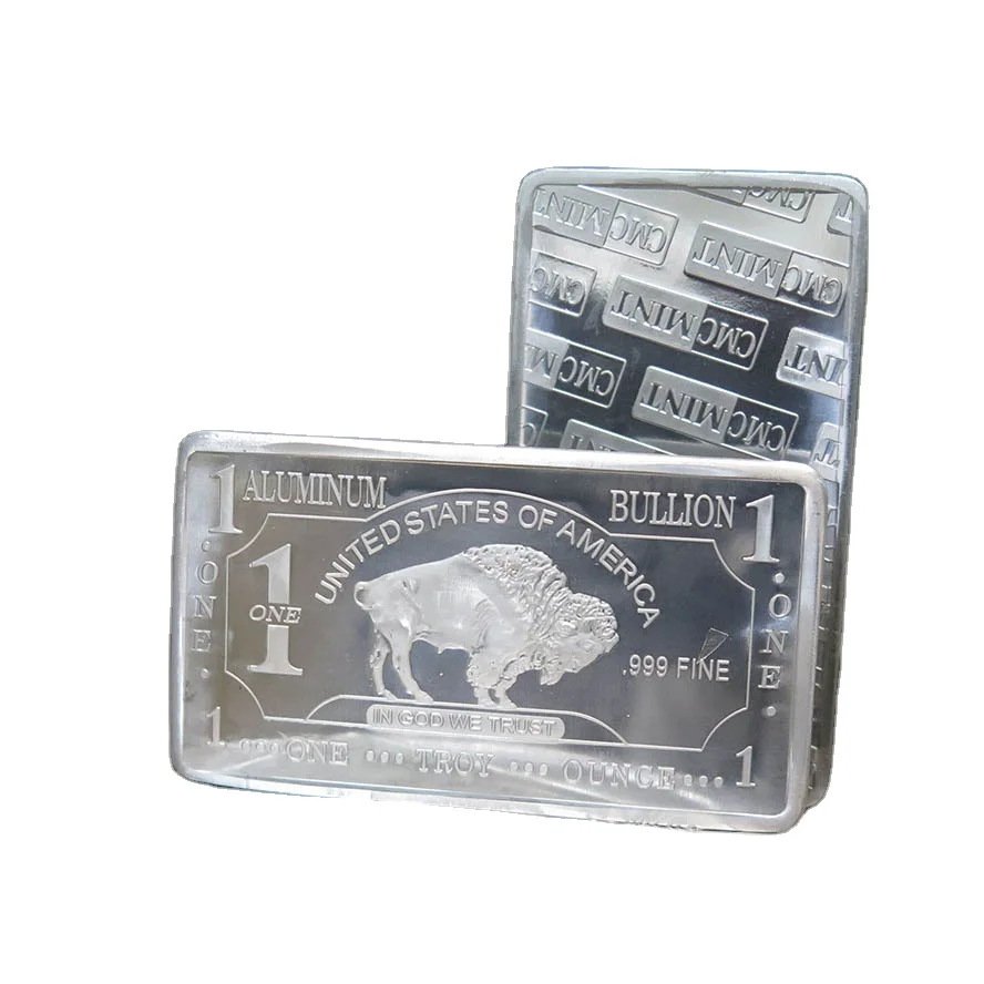 Drop shipping custom 1 oz 999 Fine Aluminum Buffalo Bar old coins india sell B62B