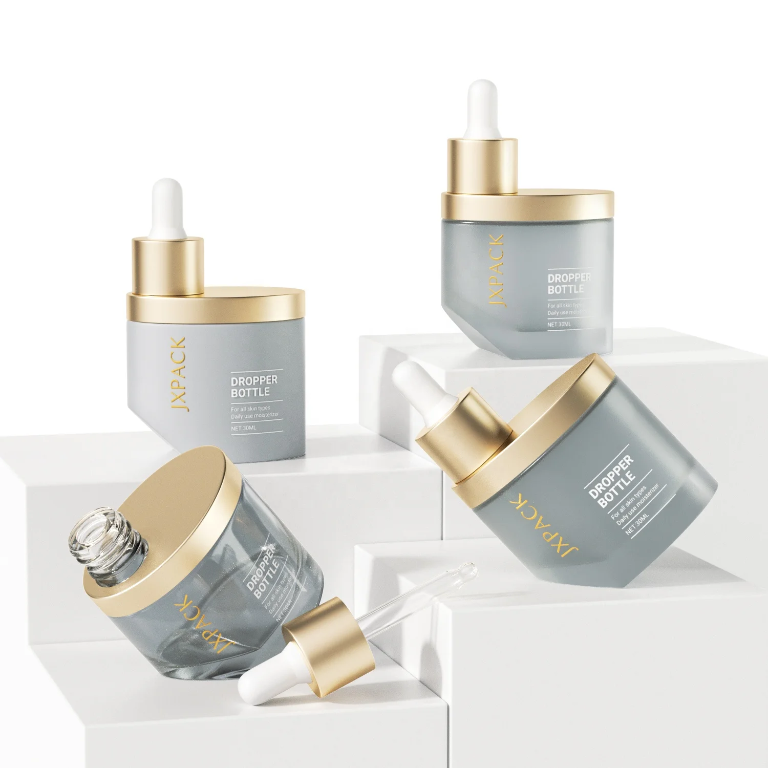 Frosted Colorful Special-Shaped 30ml Glass Cosmetic Face Serum Bottles Custom Empty Luxury Hair Essential Oil Dropper Bottle