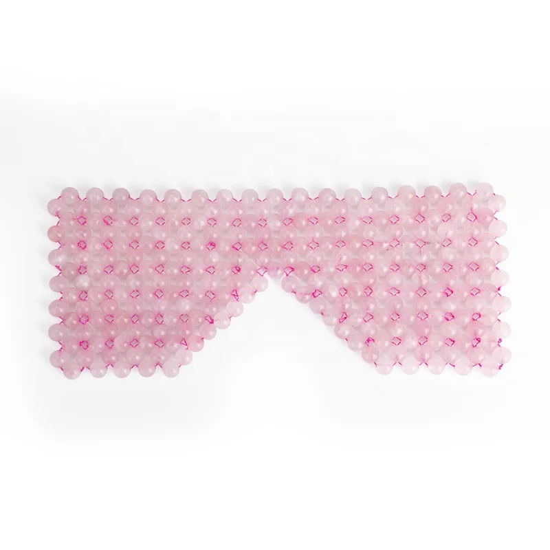Reusable Stone Beads Eyemask Masque Quartz Soin Pierre with Logo Custom Rose Quartz Eye Mask