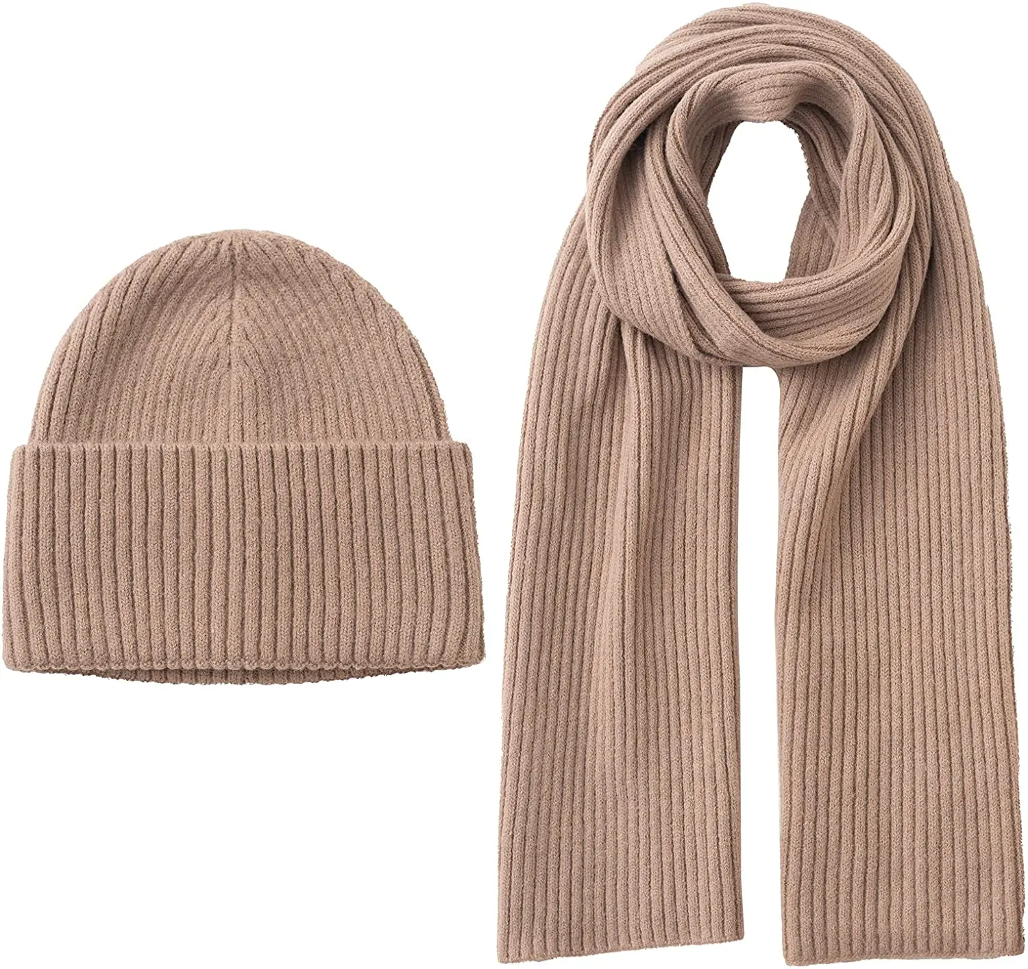 final direct knit factory supply hot warm soft popular fashion acrylic ribbed pattern knit beanie scarf set