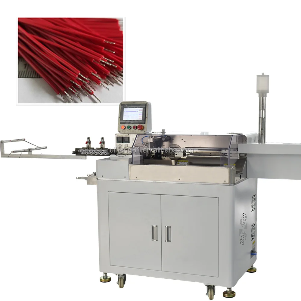 Fully automatic wire cutting, stripping, twisting, tin dipping, single and double head crimping, double head tin dipping machine