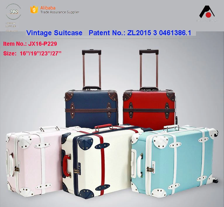 PU leather and PP material travel luggage sets vintage luggage suitcase