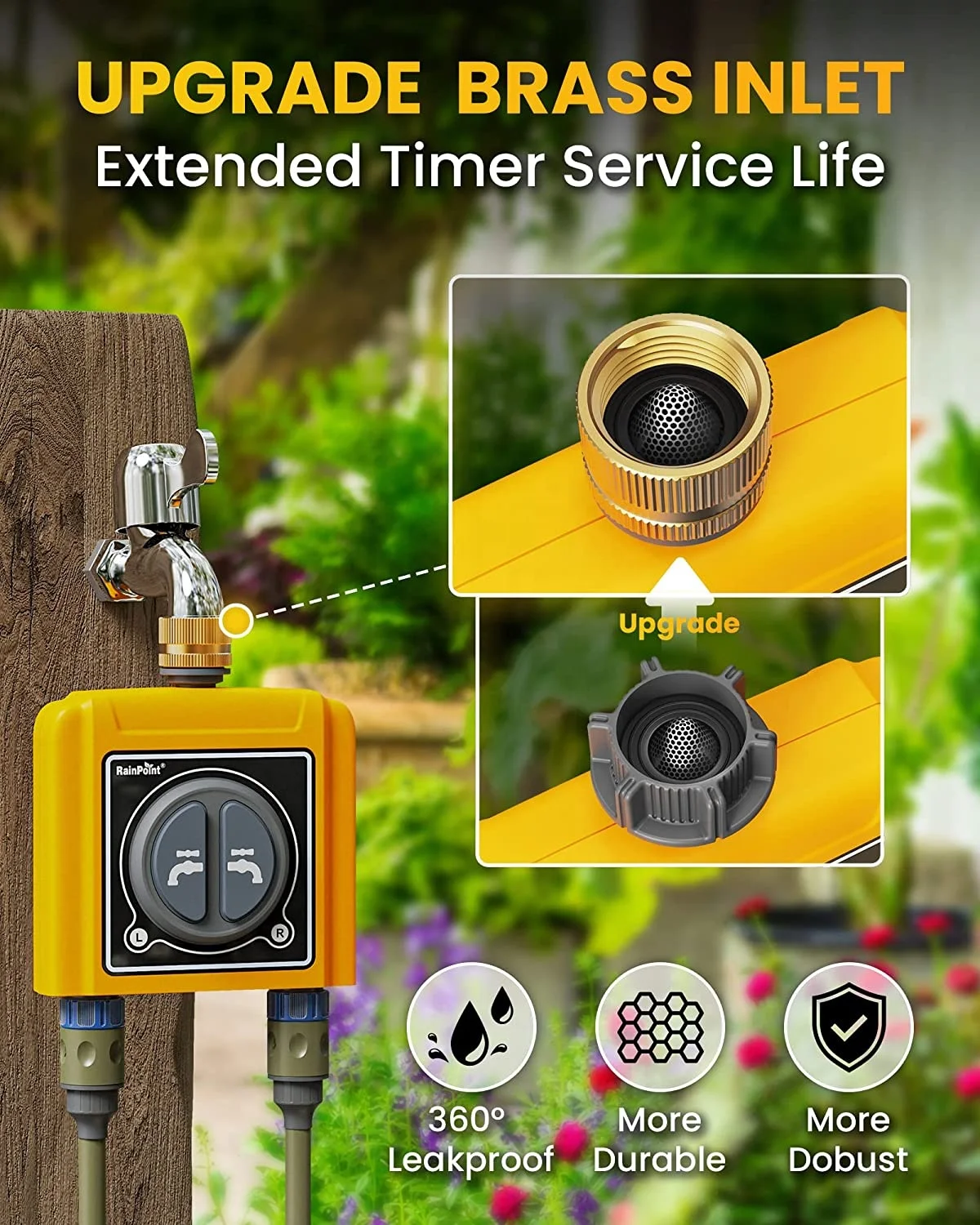 Rainpoint Wi-Fi Water Timer Hose Sprinkler for Garden Watering Electronic Smart Irrigation System Socket Hub 2-Zones Timer