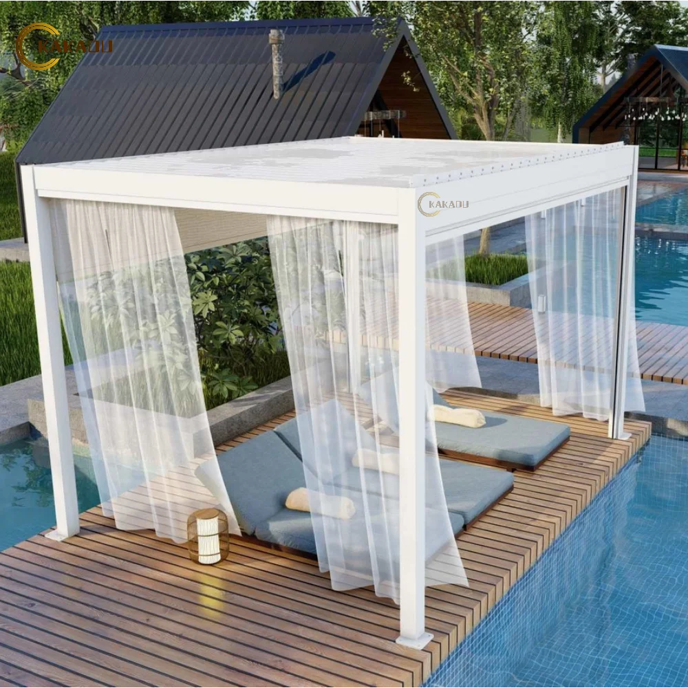 KAKADU Outdoor Waterproof Garden Pavilion Motorized Aluminum Arches Gazebo Arbours Pergola for Your Garden