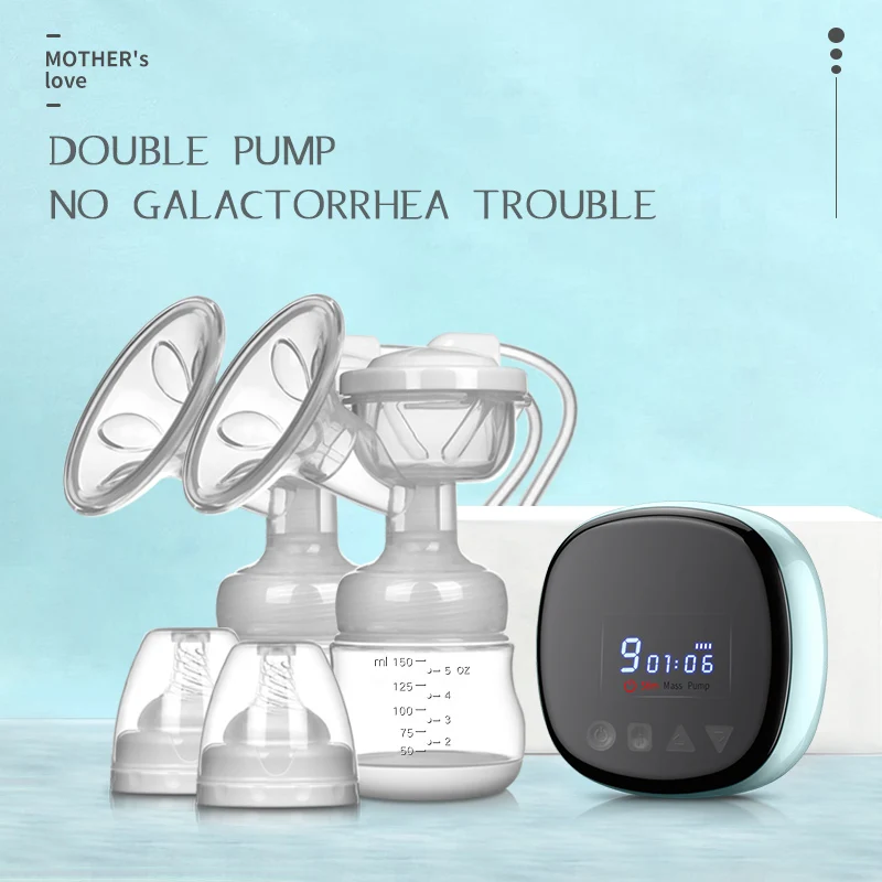 OEM Hospital Lactating Silicone Baby Double Automatic Electric Breast Milking Pump Machine with USB Cable Connector