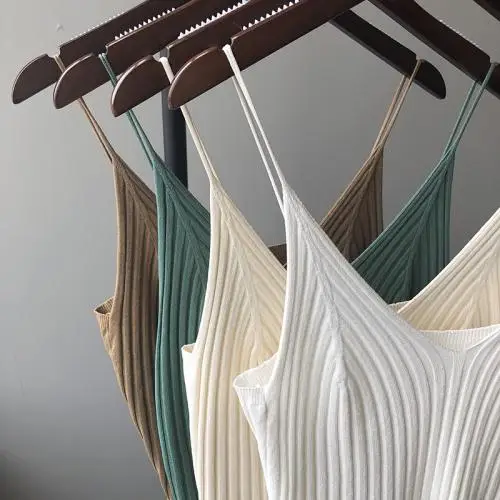 Summer New Knitted Slim Tank Top Woman Ladies T-shirt Lady Top Free Size