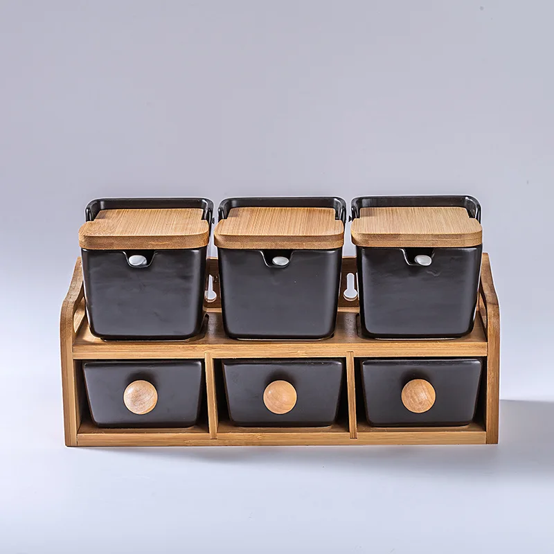 Kitchen Ceramic Seasoning Jar, Set Marble Storage Bottle  Salt Shaker Sugar Bowl Seasoning Box Set Kitchen Accessories/