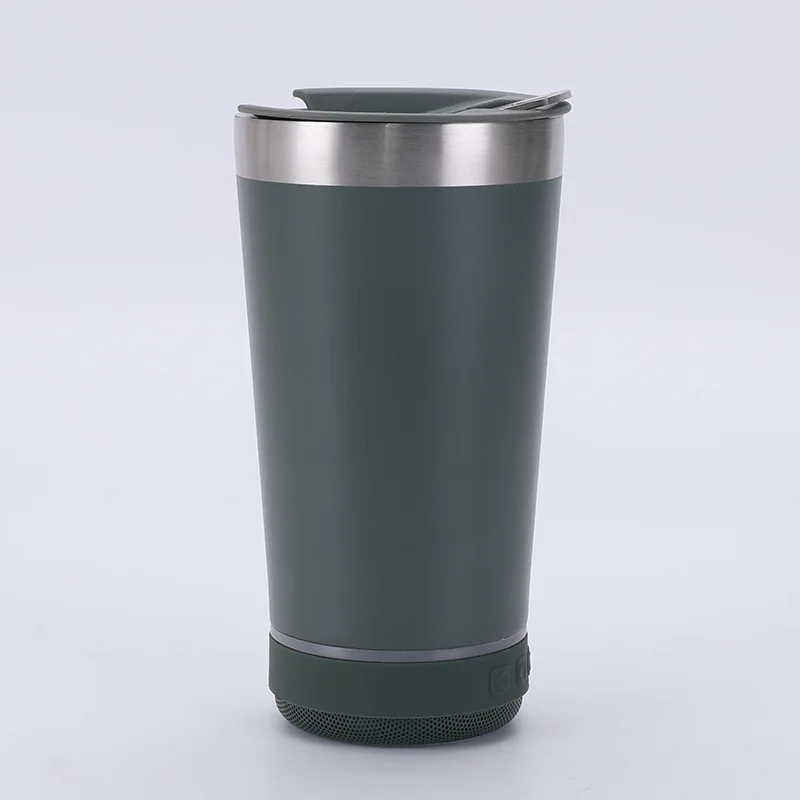 16oz wholesale bulk bluetooth speaker music travel cup smart stainless steel double wall insulation USB wireless Music tumbler