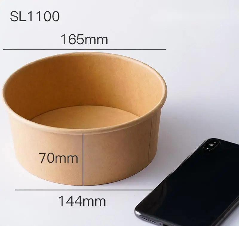 36Oz/1100ML Disposable Eco Friendly Takeaway Kraft Paper Bowl With Lid For Food And Ice Cream Packaging