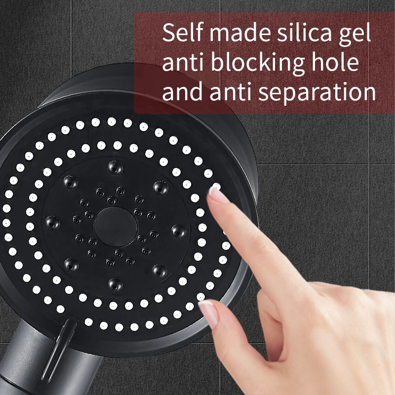 Wholesale Black 5 Function Mist Spray  Hydro Jet High Pressure Power Vortex 360 Fan Handheld Shower Abs Showerhead