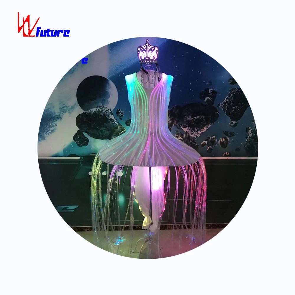 WL-0292 светодиодная светящаяся экзотическая танцевальная одежда костюм-пачка волоконно-оптический свет балетное шоу платье