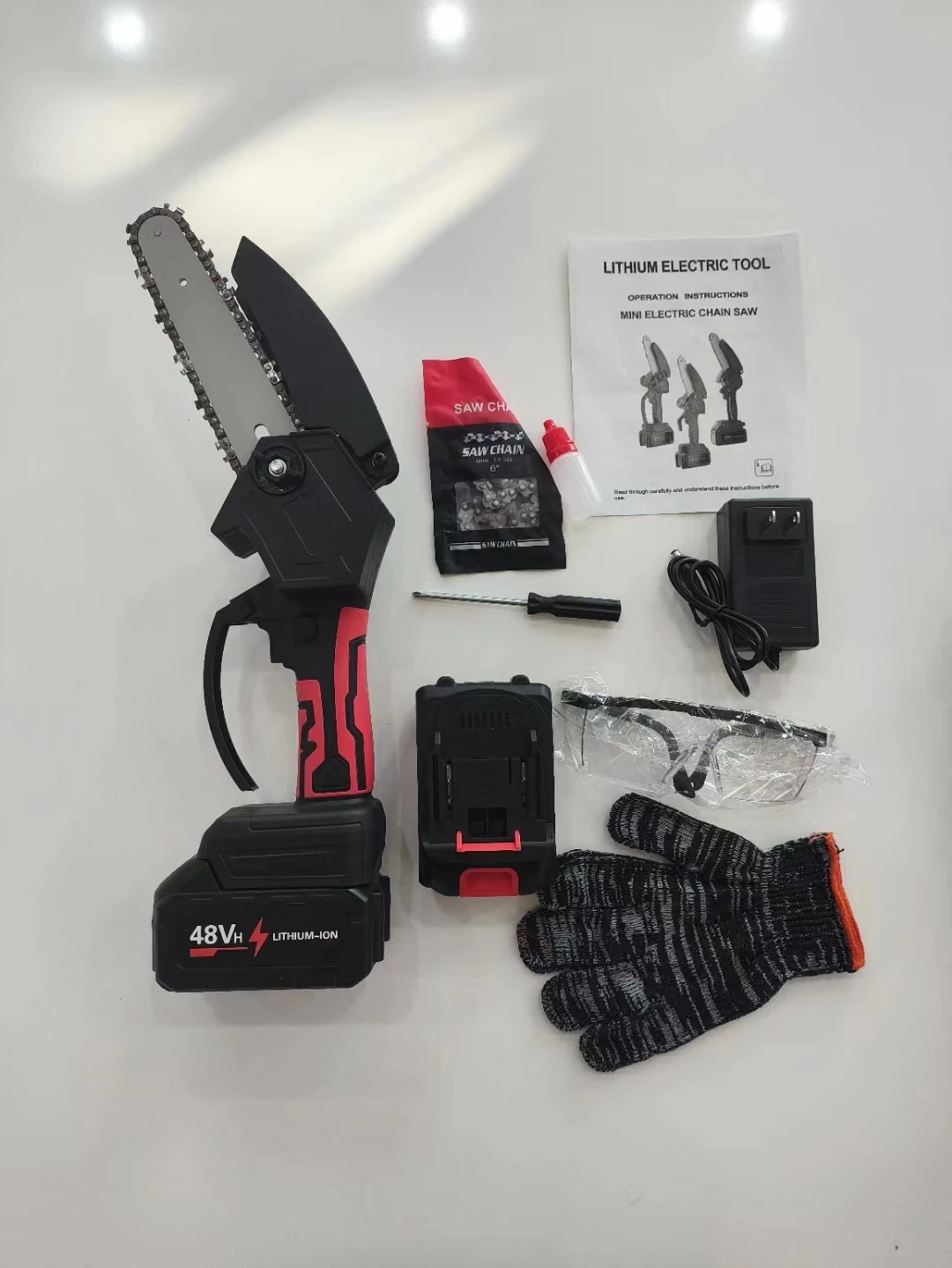 Mini Chainsaw 8 inch Electric Chain Saw Battery Powered Handheld Chainsaw for Trees Branches Trimming Wood Cutting