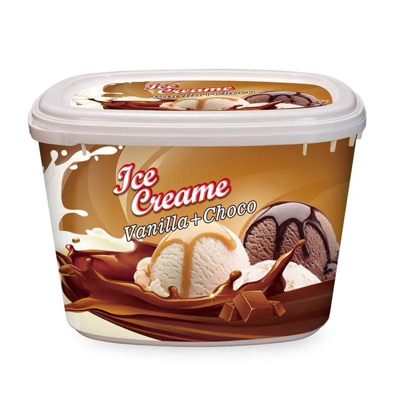 Hight quality  cheap IML packaging for ice cream 2L oval disposable plastic ice cream container certificated ice cream pp tub