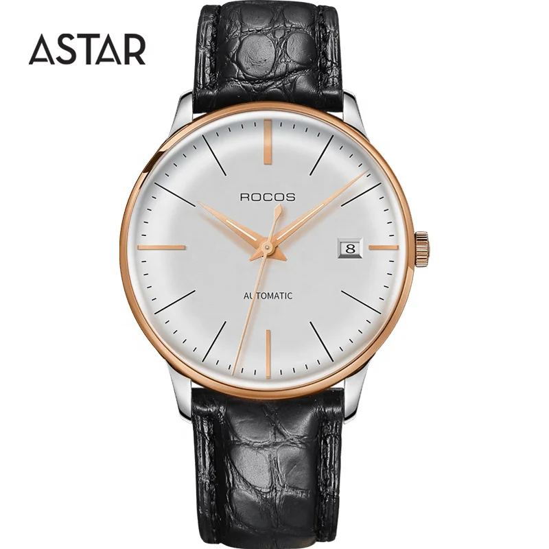 Luxury dome crystal glass 316L stainless steel Minimalist thin japan movt mechanical automatic wrist watch men for sale