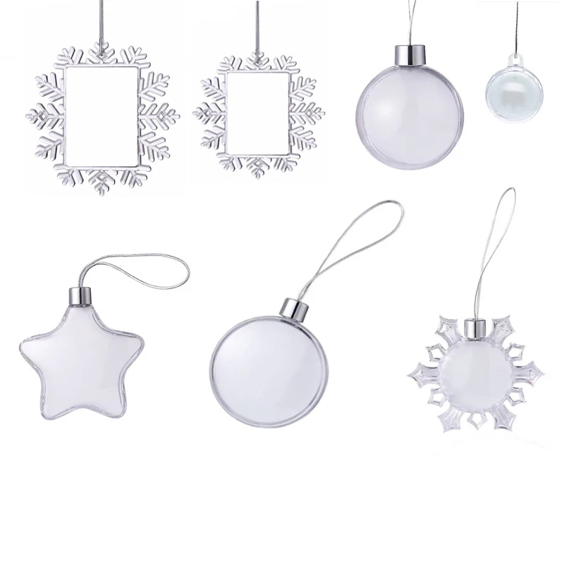 Sublimation Plastic Christmas Ornaments Blanks With Aluminum Discs For Christmas Decoration