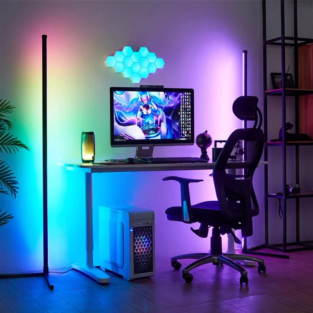 12 Вт RGB/RGBW волшебное изменение цвета ИК-пульт дистанционного управления с помощью приложения на телефоне МФУ Смарт угловая светодиодная Напольная Лампа для якорь в прямом