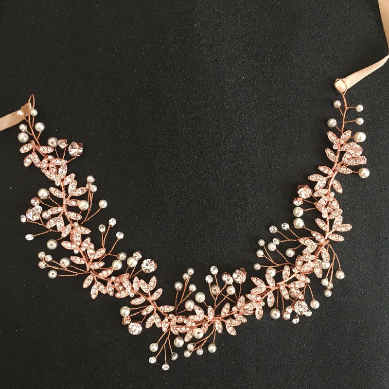 
SLBRIDAL Handmade Wired Crystal Rhinestones Pearls Wedding Hair accessories Hairband Bridal Headband Bridesmaids Women Jewelry 