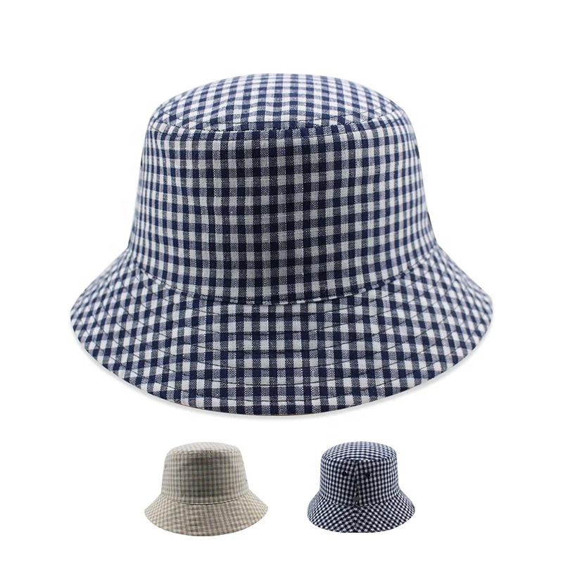 Модная твидовая шапка в клетку из хлопка или полиэстера с простым логотипом, двусторонняя Панама