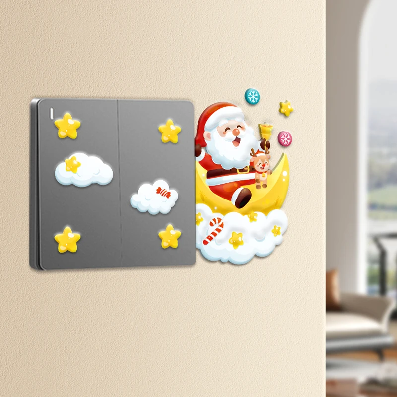 Christmas Santa Claus Switch Sticker Household Switch Socket Wall Sticker Decoration for Home Room