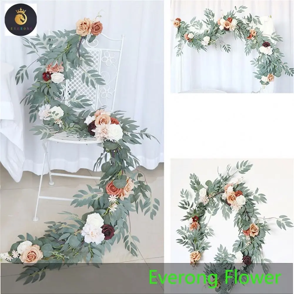 Wedding Centerpieces Decor Arch Flower Backdrop Willow Eucalyptus Leaf Garland with White Flower
