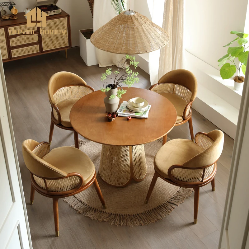 Modern simple rattan woven table and chair combination