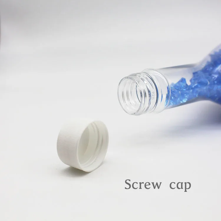 750ml transparent  PET plastic champagne  bottle with custom stickers for food packaging