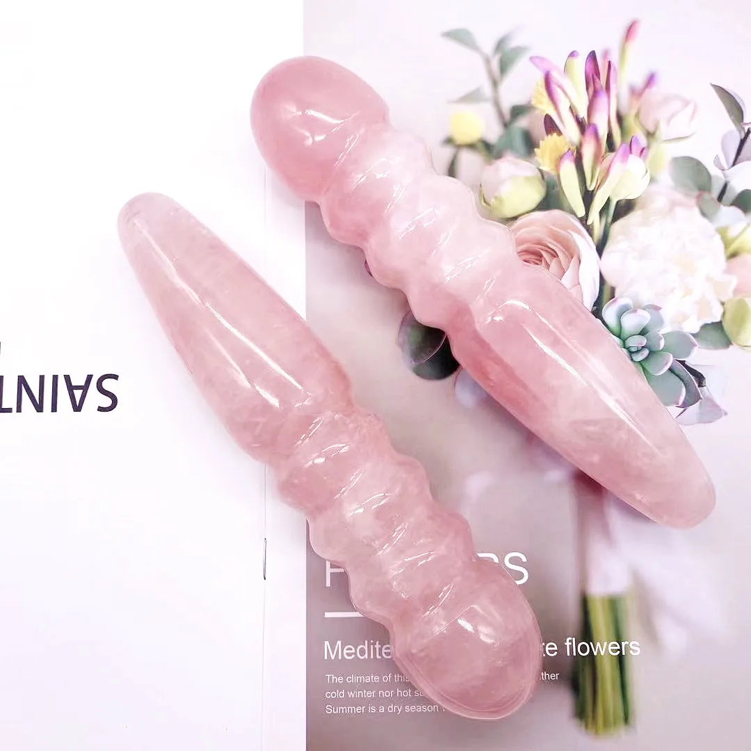 Natural Stones Kegel Exercise Crystal Massage Wand Beauty Bar Rose Quartz Yoni Wand for Gift