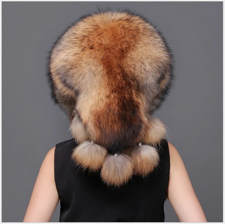 Hand Made Natural Raccoon Snow Warm Russian ushanka Fur Soviet Coyote Hat for Women Girl