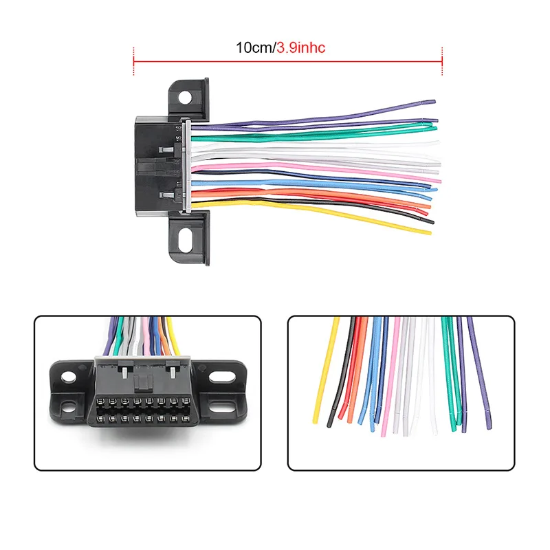 OBD2 Female 16-core Automotive Diagnostic Extension Cable ECU Test Harness Female Cable Connector