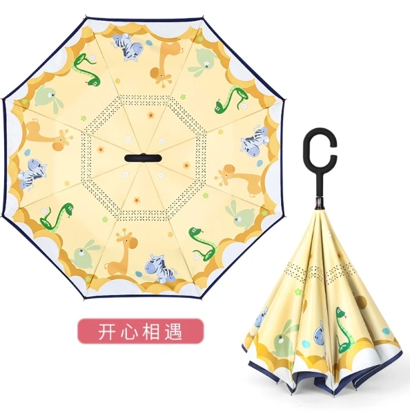 Rainproof safety switch children cartoon c handle Reverse Umbrella Universe Inverted umbrella outdoor Umbrella for kid