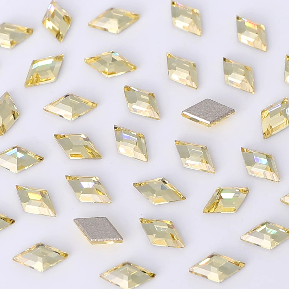 2024 Latest Fashion Factory Direct Wholesale Rhombic Eco-friendly Materials Glistening Glass Bevel Rhinestones For Nail Art