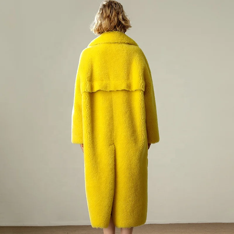 New Women lambs Wool Coat  winter Shearling  Teddy Furry cashmere  fur long Coat jacket outwear Winter Clothing