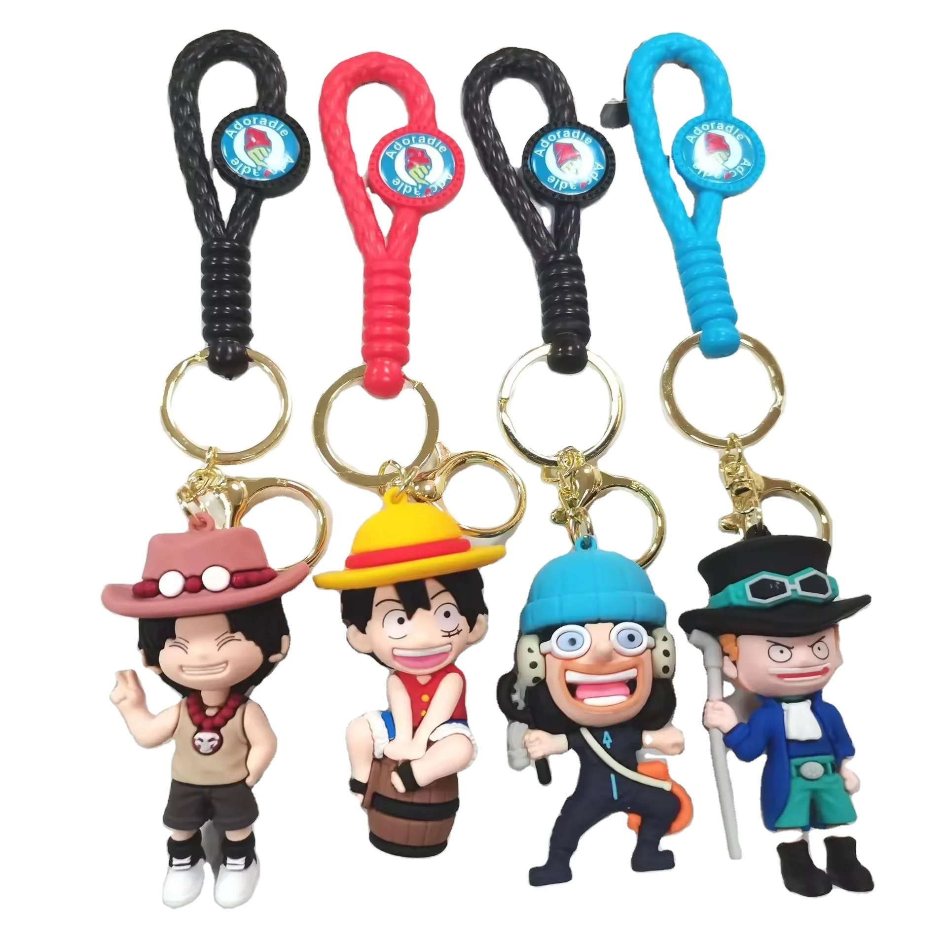 Оптовая продажа, мультяшный 3D брелок из ПВХ, Детская Милая мультяшная соломенная шляпа, люффи, брелок для ключей, подарок, аниме, брелок, аксессуары