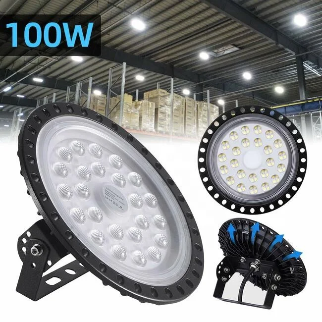 100W UFO LED High Bay Light lamp Factory Warehouse Industrial Lighting 6500K 200W Garage Workshop Commercial Bay Gym Lightint