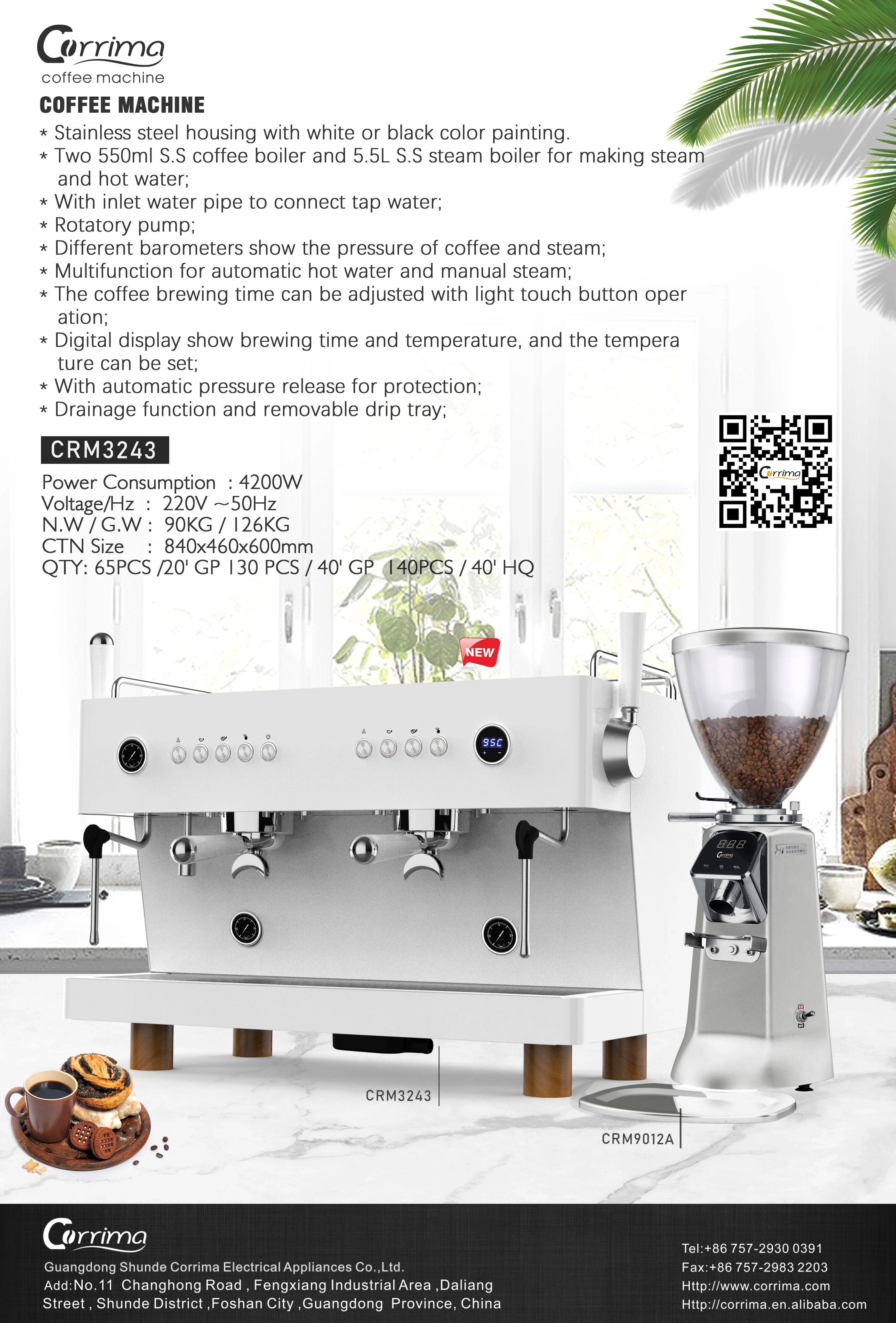 Hot Sales And New Arrival Machine For Coffee Shop Making Espresso And Latte Espresso Coffee Machine Model CRM3243