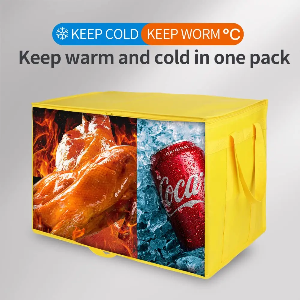 Insulated reusable shopping with zipper topper insulated food bag Soft ice bag beach cooler bag